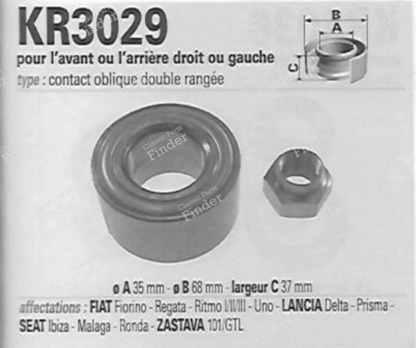 Pair of front left/right bearing kits - FIAT Uno / Duna / Fiorino - RL043- 3