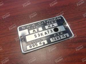 Plaque d'identification chassis - CITROËN 2CV - thumb-1