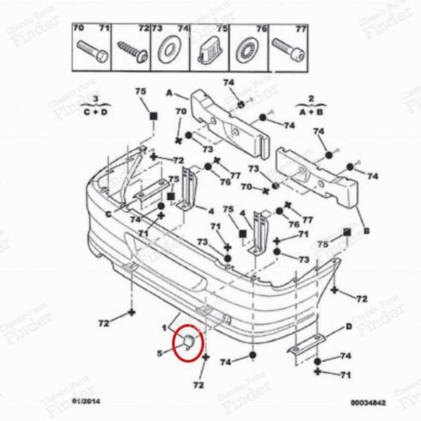 Ready-to-paint tow hook cover - PEUGEOT 406 Coupé - Equiv. 7414.K6- 4