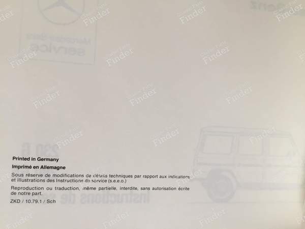 Service manual G - MERCEDES BENZ G (W460 / W461 / W462 / W463) - 4605840296 / 65007012- 4