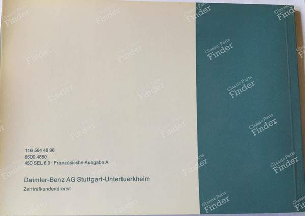 Service manual Mercedes 450 SEL 6.9 - MERCEDES BENZ S (W116) - 1165844896 / 65004850- 1