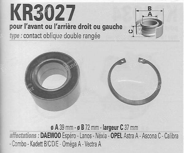 Left or right front or rear bearing - OPEL Kadett (D) - VKBA754- 1