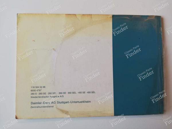 Owner's manual - S-Class in Dutch - MERCEDES BENZ S (W116) - A1165843496 / 65004797- 7