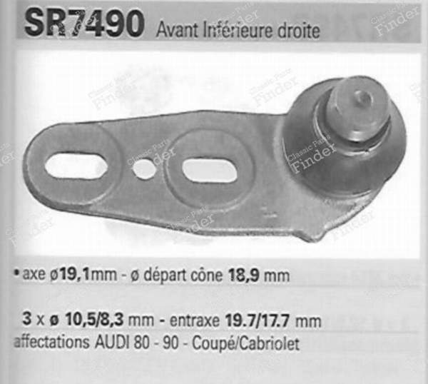 Rotule inférieure coté droit suspension avant - AUDI 80 / 4000 / 5+5 (B2) - RTK7006- 3