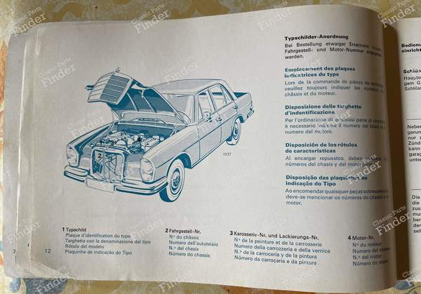 Service manual 280 SE/SEL - MERCEDES BENZ W108 / W109 - 1