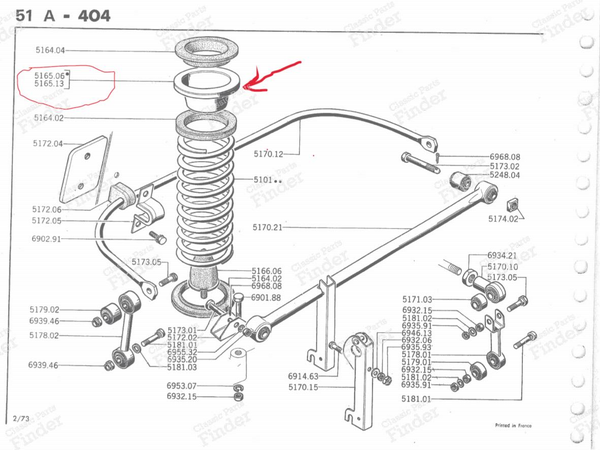 Hinterer Federteller - PEUGEOT 504 - 5165.06- 3