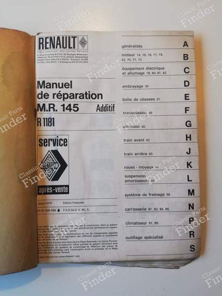 M.R. 145 - Addendum - R1181 - RENAULT 6 (R6) - 7701429569- 1