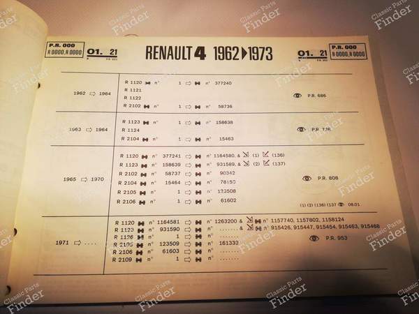 Ersatzteilkatalog - RENAULT 4 / 3 / F (R4) - P.R. 953 / 7701435669- 5