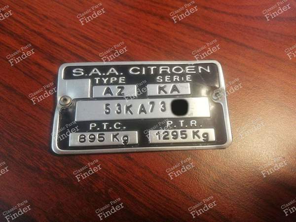 Plaque d'identification chassis - CITROËN 2CV - 0