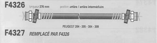 Paar Schläuche hinten links rechts & Mitte - PEUGEOT 204 - F4327- 1