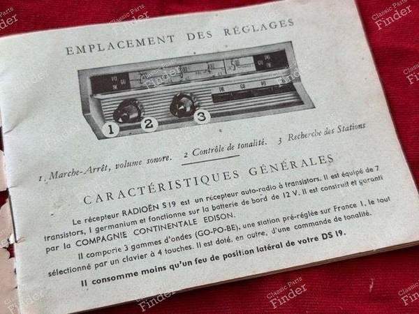 Genuine car radio Owner's manual - CITROËN DS / ID - Radioën S19- 4