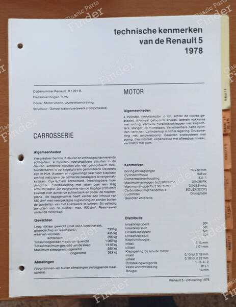 Technical Specifications Manual - Renault Model Lineup, 1978 - RENAULT 12 / Virage (R12) - 4