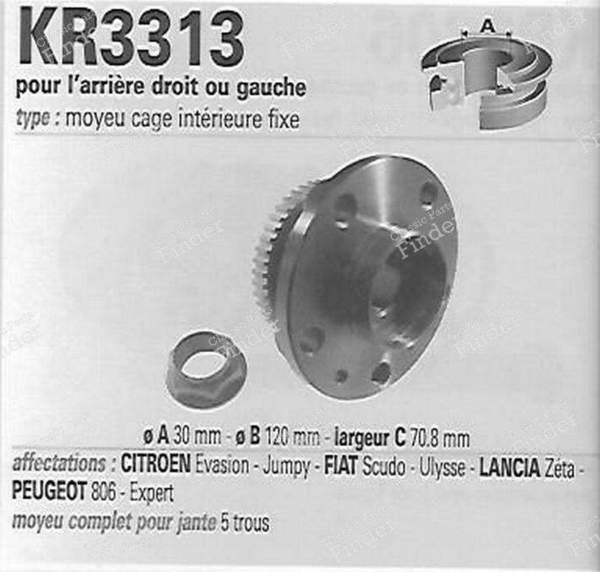 Moyeu complet avec cible ABS arriere gauche ou droite - LANCIA Zeta - R159.32- 4