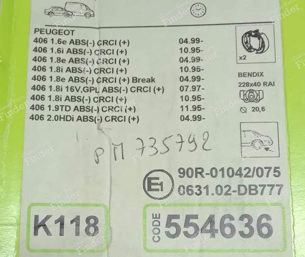 Kit freins arrière - PEUGEOT 406 - K118- 5