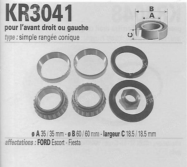 Paire de Kit roulements Avant droite/gauche - FORD Escort / Orion (MK3 & 4) - vkba 686- 1