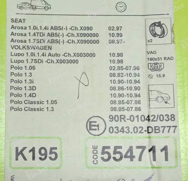 Rear brake kit - SEAT Arosa - K195- 3