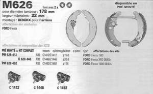 Satz von 4 Bremsbacken für hintere Trommelbremsen. - FORD Fiesta - K29- thumb-2