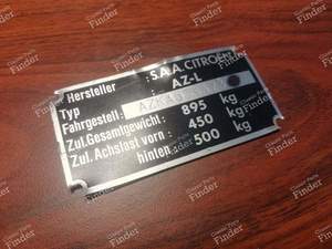 Plaque d'identification chassis - CITROËN 2CV - thumb-1