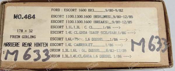 Jeu de 4 mâchoires pour freins arrière à tambour. - FORD Escort / Orion (MK3 & 4) - MO 464- 3