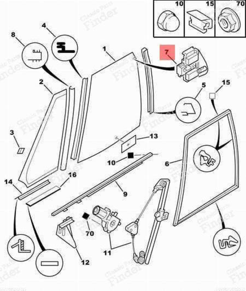 Door glass guide - CITROËN Xantia - 95291417- 1