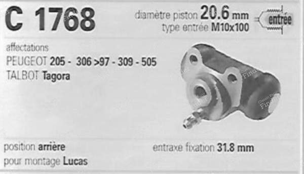 Pair of rear wheel cylinders - PEUGEOT 205 - C1768- 1