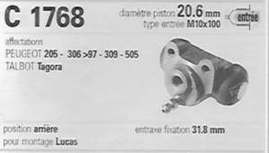 Pair of rear wheel cylinders - PEUGEOT 205 - C1768- thumb-1