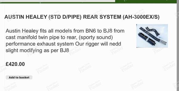 AUSTIN HEALEY (STD D/PIPE) REAR SYSTEM (AH-3000EX/S) - AUSTIN-HEALEY 100 / 3000 - 5