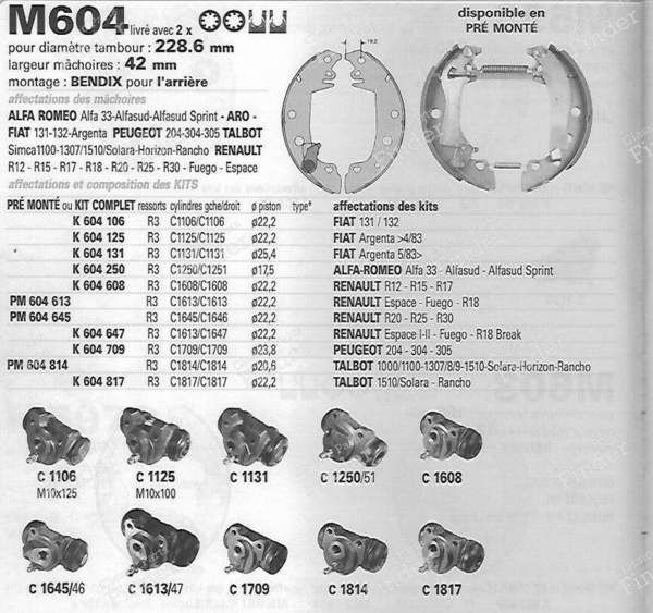 Mâchoires de frein arrière - ALFA ROMEO 33 - M604- 2