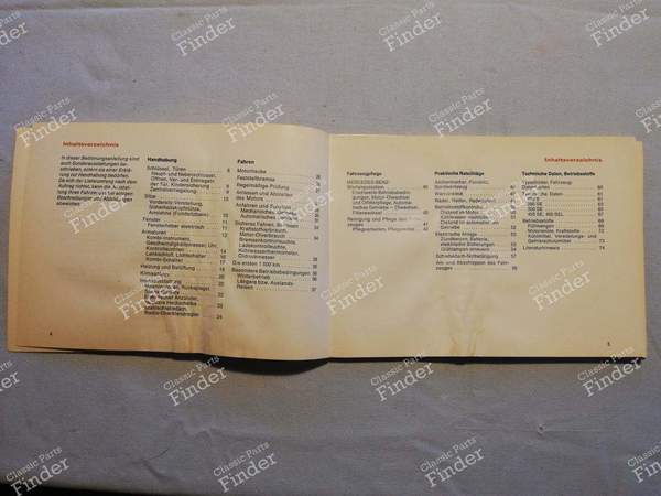 Manuel de bord - Classe S - MERCEDES BENZ S (W116) - A1165841396 / 6500 4720- 2