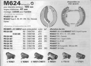 Satz von 4 Bremsbacken für hintere Trommelbremsen. - PEUGEOT 205 - M624- thumb-2