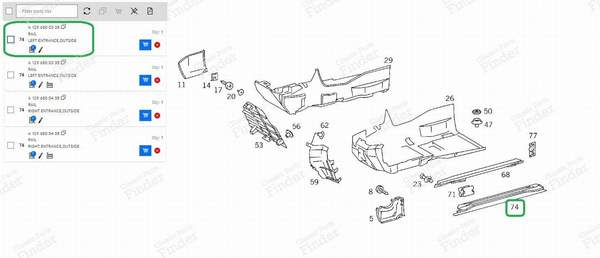 TÜRSCHWELLENGRILL - MERCEDES BENZ SL (R129) - A12968003359A91- 4