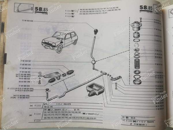 P.R. 962 - Spare parts catalog - RENAULT 5 / 7 (R5 / Siete) - PR962 / 7701437380- 7