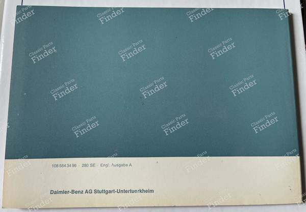 Owner's manual 280SE W108 - MERCEDES BENZ W108 / W109 - 1085843496- 1