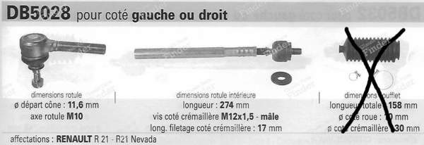 Paire de biellettes + rotules de direction gauche ou droite - RENAULT 21 (R21) - 4006045B1- 1