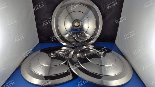 Jeu de 5 enjoliveurs de roues en inox - PEUGEOT 403 - 4