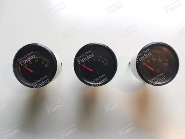Set of three pressure gauges: Voltmeter + oil pressure + oil temperature - PORSCHE 924 - 332.304/15/1- 0