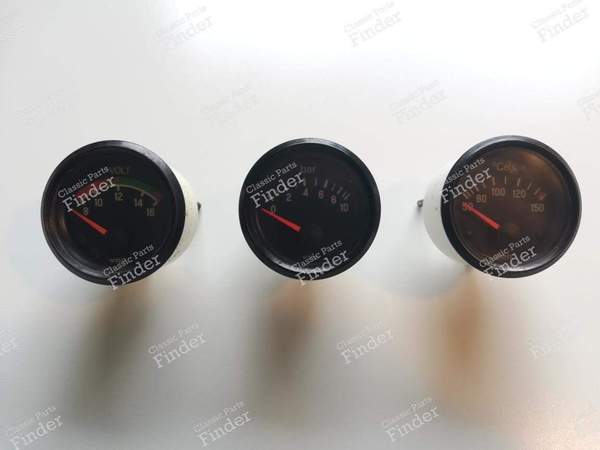 Set of three pressure gauges: Voltmeter + oil pressure + oil temperature - VOLKSWAGEN (VW) Golf I / Rabbit / Caddy / Jetta - 332.304/15/1- 0
