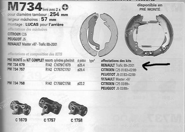 Kit freins arriere - RENAULT Trafic - 381167B- 3