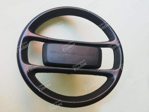 Black leather steering wheel - PORSCHE 924 - 8