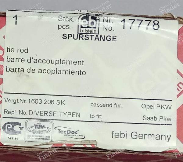 Left or right inner steering tie-rod - OPEL Vectra (B) - 17778- 1