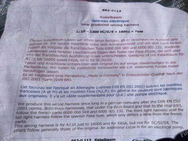 Faisceau électrique neuf ALPINE A110 1100 1300 1600S - ALPINE A110 - 5