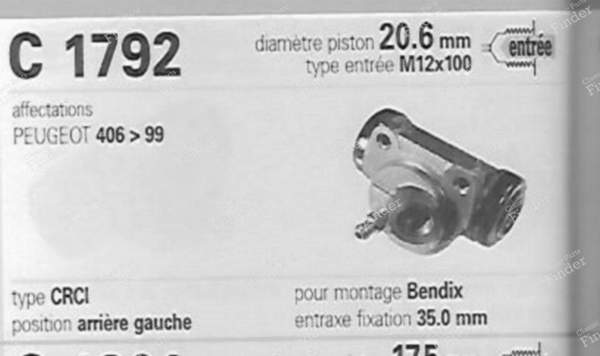 Pair of rear wheel cylinders - PEUGEOT 406 - C1792/C1793- 1
