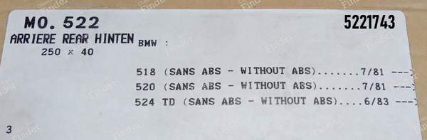 Kit freins arrière BMW 518 518i (E28), 520 520i, 524TD sans ABS - BMW 5 (E28) - REO5221743- 2