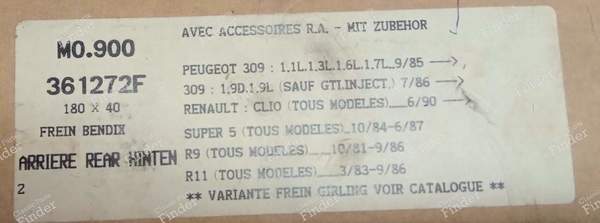 Set of 4 shoes for rear drum brakes - PEUGEOT 309 - MO 900- 2