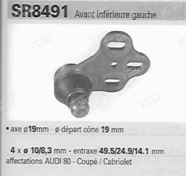 Rotule inférieure coté gauche suspension avant - AUDI 80/90 (B3/B4) - 9005206- 3