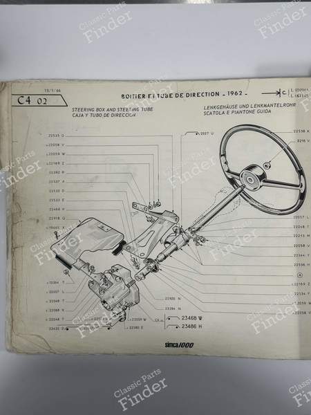 Steering Box - SIMCA 900 / Simc'4 / 1000 / 1005 / 1006 / 1118 /Abarth 1150 - 23468W- 5
