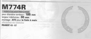 Jeu de 4 mâchoires de frein à main - PEUGEOT 406 - M774- thumb-2