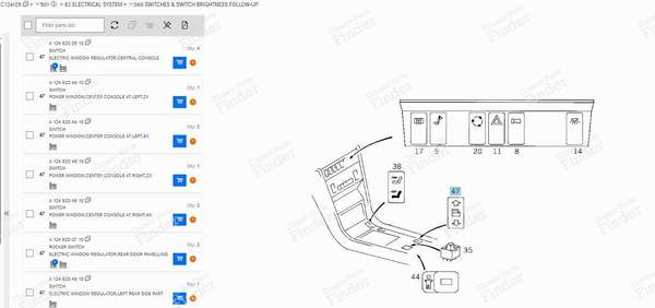 INTERRUPTEUR DE LÈVE-VITRE SUR LA CONSOLE CENTRALE - MERCEDES BENZ E (W124) - A1248200510- 2