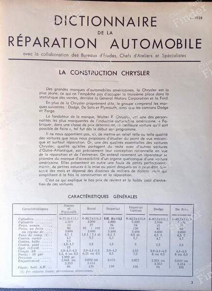 Fachzeitschrift SERVICE 1938 - DESOTO Deluxe / Custom / Diplomat - Janvier 1938- 1