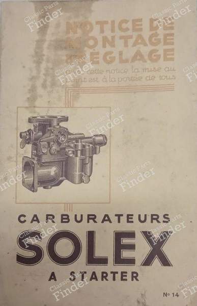 Instructions for Solex BF/T/A carburettor - RENAULT KZ - N° 14- 0